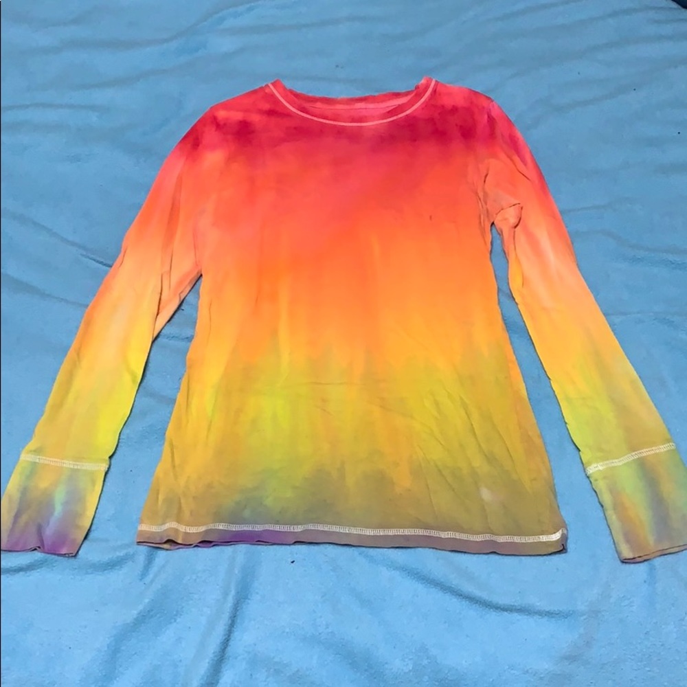Rainbow ombré tie dye long sleeve tee